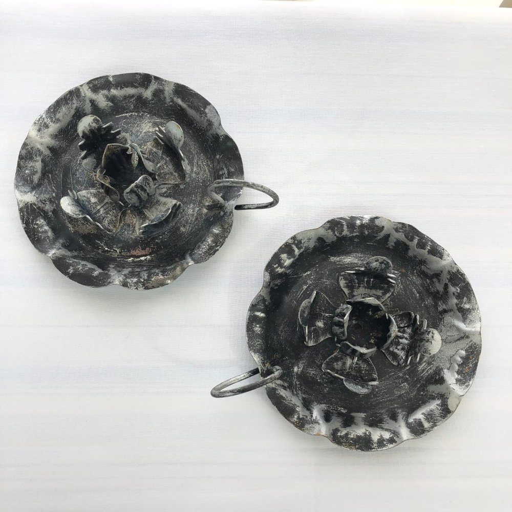 Vintage Chamberstick Candle Stick Holder Set of 2